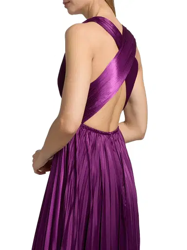Ulla Johnson Women's Lena Accordion-Pleated Satin Gown - Amaranth - Size 16 | Thumbnail 6 Ulla Johnson Women's Lena Accordion-Pleated Satin Gown - Amaranth - Size 16 | Thumbnail 6