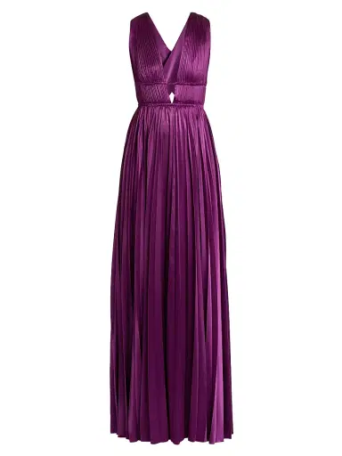 Ulla Johnson Women's Lena Accordion-Pleated Satin Gown - Amaranth - Size 16 | Thumbnail 1 Ulla Johnson Women's Lena Accordion-Pleated Satin Gown - Amaranth - Size 16 | Thumbnail 1