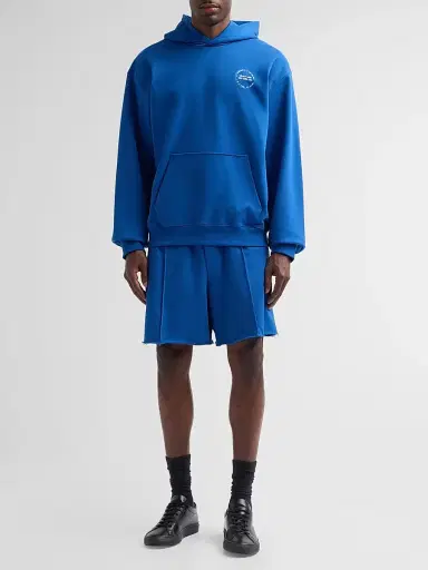 Helmut Lang Men's Stamp Compact French Cotton Terry Hoodie - Royal Blue - Size XL | Thumbnail 2