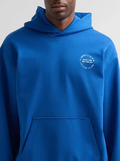 Helmut Lang Men's Stamp Compact French Cotton Terry Hoodie - Royal Blue - Size XL | Thumbnail 5