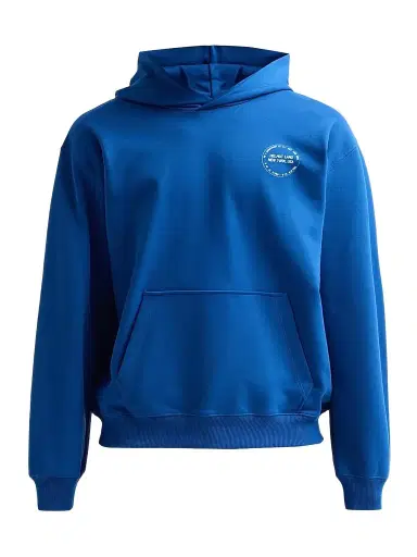 Helmut Lang Men's Stamp Compact French Cotton Terry Hoodie - Royal Blue - Size XL | Thumbnail 1