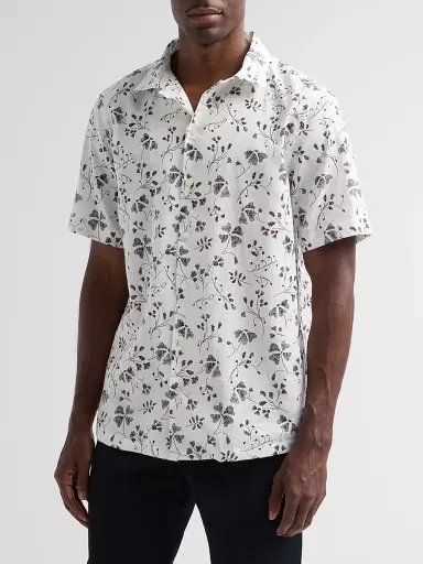 Saks Fifth Avenue Men's COLLECTION Flower Linen-Cotton Short-Sleeve Shirt | Thumbnail 4 Saks Fifth Avenue Men's COLLECTION Flower Linen-Cotton Short-Sleeve Shirt | Thumbnail 4