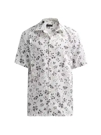 Saks Fifth Avenue Men's COLLECTION Flower Linen-Cotton Short-Sleeve Shirt | Thumbnail 1 Saks Fifth Avenue Men's COLLECTION Flower Linen-Cotton Short-Sleeve Shirt | Thumbnail 1