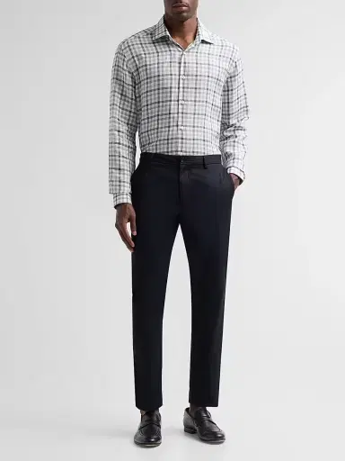 Saks Fifth Avenue Men's COLLECTION Check Linen Shirt - Black | Thumbnail 2 Saks Fifth Avenue Men's COLLECTION Check Linen Shirt - Black | Thumbnail 2