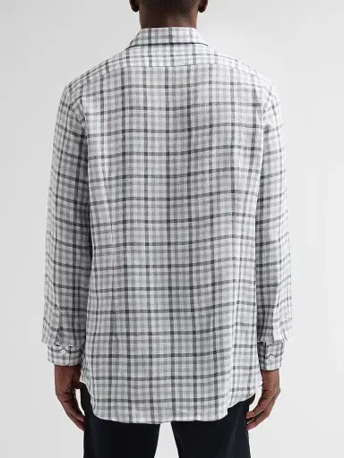 Saks Fifth Avenue Men's COLLECTION Check Linen Shirt - Black | Thumbnail 3 Saks Fifth Avenue Men's COLLECTION Check Linen Shirt - Black | Thumbnail 3