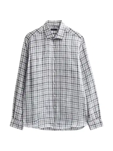 Saks Fifth Avenue Men's COLLECTION Check Linen Shirt - Black | Thumbnail 1 Saks Fifth Avenue Men's COLLECTION Check Linen Shirt - Black | Thumbnail 1