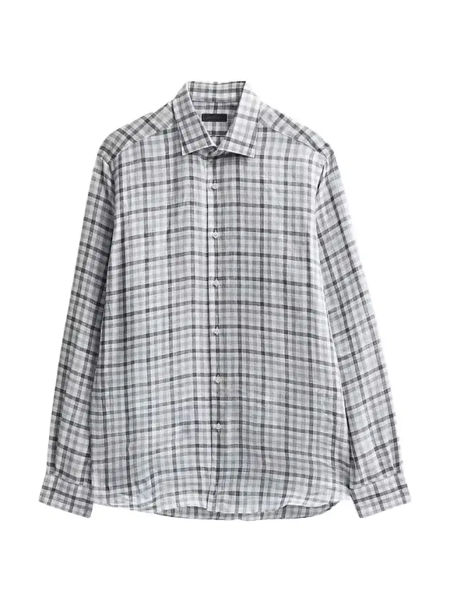 Men's COLLECTION Check Linen Shirt - Black Men's COLLECTION Check Linen Shirt - Black