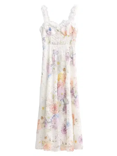 As It May Women's Aveline Floral Lace Maxi Dress - White Dahlias - Size XXL | Thumbnail 1