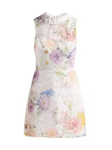 As It May Women's Nerine Floral Lace Mini Dress - White Dahlias - Size XXL | Thumbnail 1