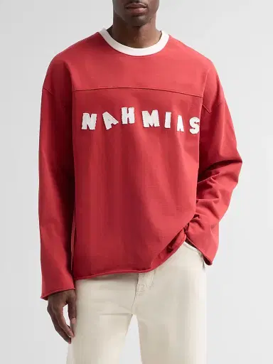 Nahmias Men's Daydreaming Varsity Logo Long-Sleeve Shirt - Ruby - Size XXL | Thumbnail 4