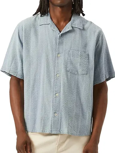 Corridor Men's Striped Seersucker Camp Shirt - Indigo | Thumbnail 3