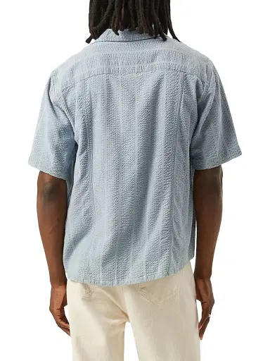 Corridor Men's Striped Seersucker Camp Shirt - Indigo | Thumbnail 4