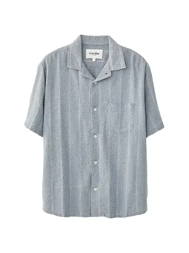 Corridor Men's Striped Seersucker Camp Shirt - Indigo | Thumbnail 1