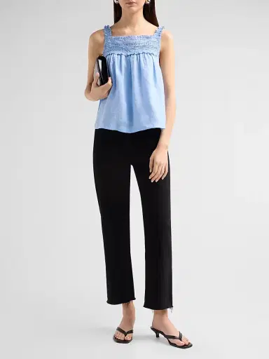 DÔEN Women's Benita Pintuck & Lace Top - Bluejay | Thumbnail 2 DÔEN Women's Benita Pintuck & Lace Top - Bluejay | Thumbnail 2