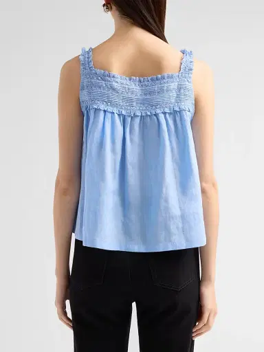 DÔEN Women's Benita Pintuck & Lace Top - Bluejay | Thumbnail 3 DÔEN Women's Benita Pintuck & Lace Top - Bluejay | Thumbnail 3