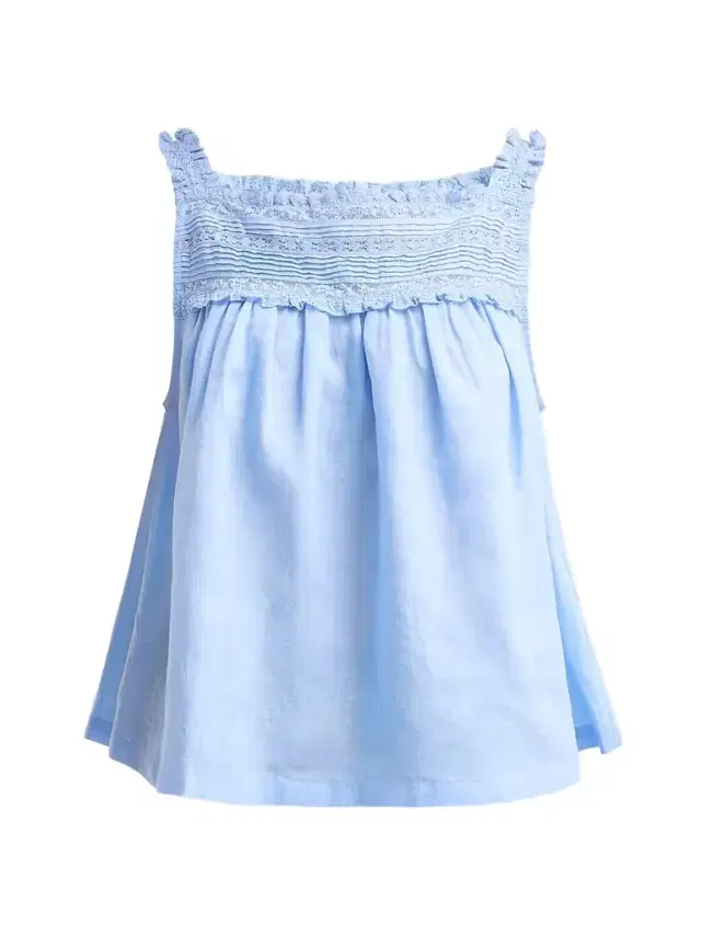 DÔEN Women's Benita Pintuck & Lace Top - Bluejay