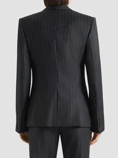 Givenchy Women's Single-Breasted Striped Blazer in Wool - Grey Mix - Size 12 | Thumbnail 4 Givenchy Women's Single-Breasted Striped Blazer in Wool - Grey Mix - Size 12 | Thumbnail 4