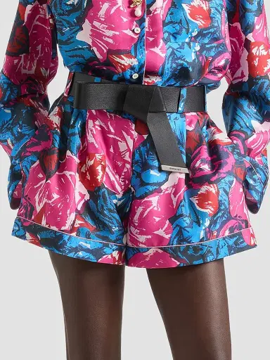 Givenchy Women's Pyjama Shorts in Silk with Floral Print | Thumbnail 3
