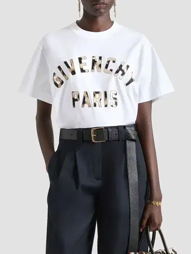 Givenchy Women's T-Shirt in Cotton with Embroidery - White | Thumbnail 3