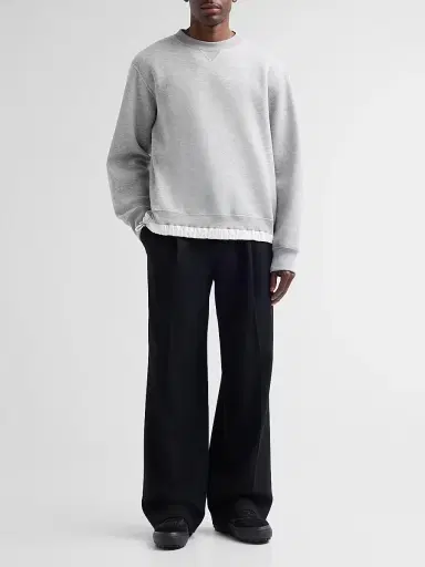 Sacai Men's Sponge Crewneck Sweatshirt - Light Grey - Size XL | Thumbnail 2 Sacai Men's Sponge Crewneck Sweatshirt - Light Grey - Size XL | Thumbnail 2
