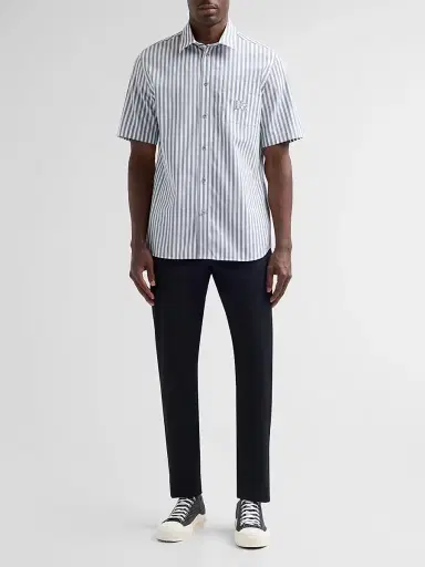 Burberry Men's Robert Striped Cotton Poplin Shirt - Marble Grey White - Size Small | Thumbnail 2 Burberry Men's Robert Striped Cotton Poplin Shirt - Marble Grey White - Size Small | Thumbnail 2