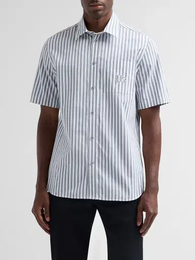 Burberry Men's Robert Striped Cotton Poplin Shirt - Marble Grey White - Size Small | Thumbnail 4 Burberry Men's Robert Striped Cotton Poplin Shirt - Marble Grey White - Size Small | Thumbnail 4