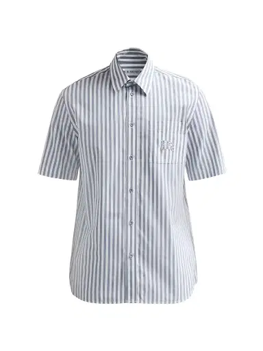 Burberry Men's Robert Striped Cotton Poplin Shirt - Marble Grey White - Size Small | Thumbnail 1 Burberry Men's Robert Striped Cotton Poplin Shirt - Marble Grey White - Size Small | Thumbnail 1
