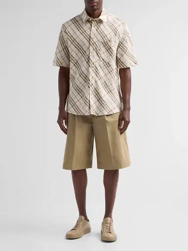 Burberry Men's Roland Check Linen Shirt | Thumbnail 2