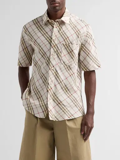 Burberry Men's Roland Check Linen Shirt | Thumbnail 4