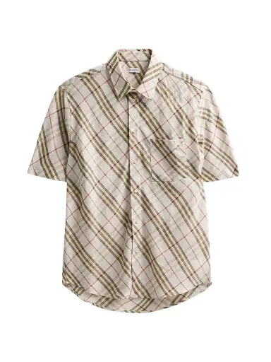 Burberry Men's Roland Check Linen Shirt | Thumbnail 1