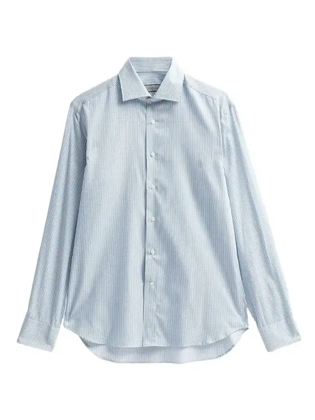 Men's Teal Striped Dress Shirt - Teal