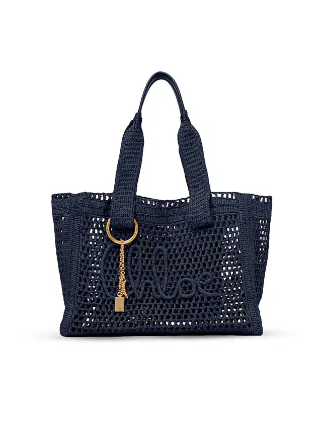 Women's Summer Banana Raffia Tote Bag - Parisian Night