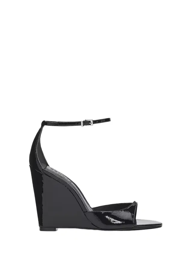 Schutz Women's Scarlett 100MM Patent Leather Wedge Sandals - Black