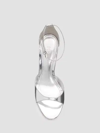 Schutz Women's Scarlett 100MM Leather Wedge Sandals - Silver | Thumbnail 3 Schutz Women's Scarlett 100MM Leather Wedge Sandals - Silver | Thumbnail 3