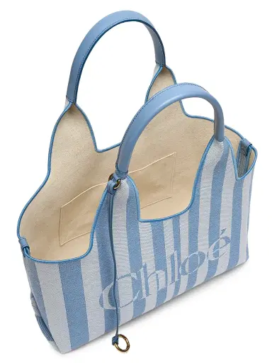 Chloé Women's Stripy Small Jacquard Tote Bag - Surfing Blue | Thumbnail 3 Chloé Women's Stripy Small Jacquard Tote Bag - Surfing Blue | Thumbnail 3