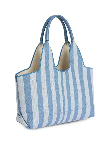 Chloé Women's Stripy Small Jacquard Tote Bag - Surfing Blue | Thumbnail 6 Chloé Women's Stripy Small Jacquard Tote Bag - Surfing Blue | Thumbnail 6