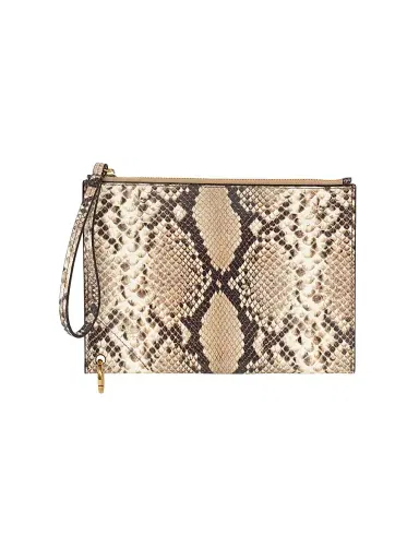 Chloé Women's Spin Python-Embossed Leather Pouch - Dusty Beige | Thumbnail 1