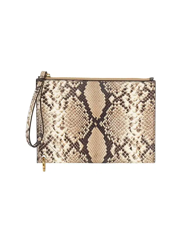 Chloé Women's Spin Python-Embossed Leather Pouch - Dusty Beige