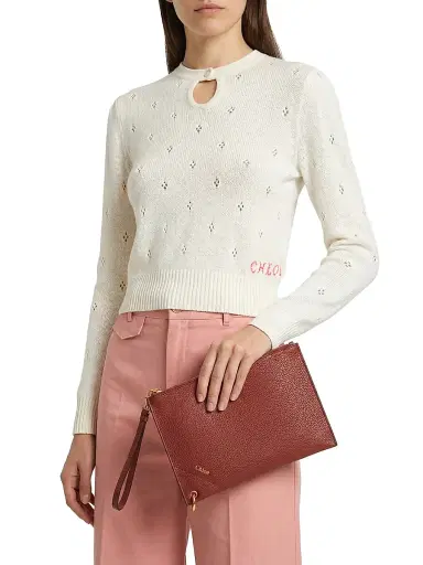 Chloé Women's Grained Leather Pouch - Clay Brown | Thumbnail 2 Chloé Women's Grained Leather Pouch - Clay Brown | Thumbnail 2