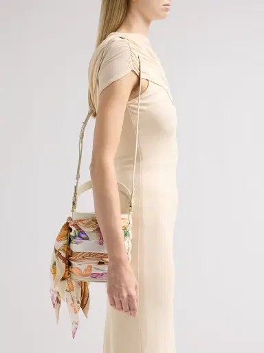 Ferragamo Women's Scarf-Wrapped Mini Leather Bucket Bag | Thumbnail 2 Ferragamo Women's Scarf-Wrapped Mini Leather Bucket Bag | Thumbnail 2