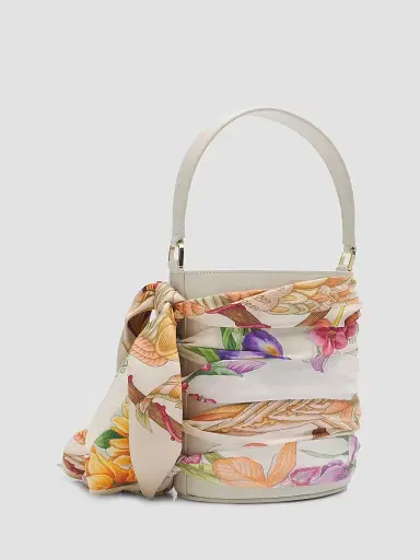 Ferragamo Women's Scarf-Wrapped Mini Leather Bucket Bag | Thumbnail 3 Ferragamo Women's Scarf-Wrapped Mini Leather Bucket Bag | Thumbnail 3
