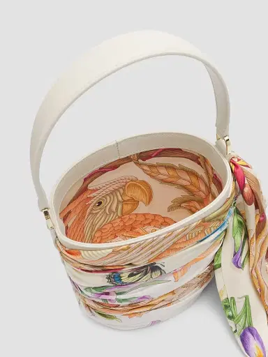 Ferragamo Women's Scarf-Wrapped Mini Leather Bucket Bag | Thumbnail 4 Ferragamo Women's Scarf-Wrapped Mini Leather Bucket Bag | Thumbnail 4