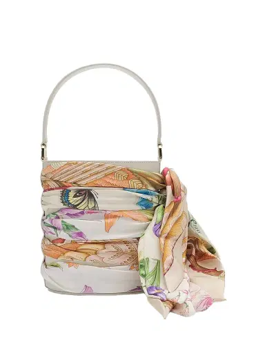 Ferragamo Women's Scarf-Wrapped Mini Leather Bucket Bag | Thumbnail 1 Ferragamo Women's Scarf-Wrapped Mini Leather Bucket Bag | Thumbnail 1
