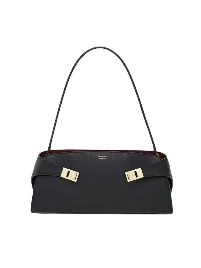 FERRAGAMO Women's East-West Hug Leather Shoulder Bag - Nero Borgogna