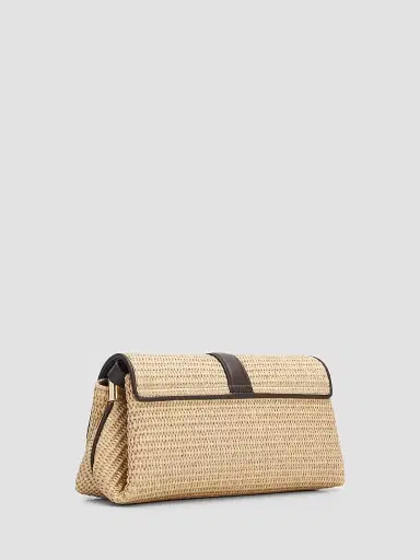 Ferragamo Women's New Line Leather-Trimmed Raffia Shoulder Bag | Thumbnail 3 Ferragamo Women's New Line Leather-Trimmed Raffia Shoulder Bag | Thumbnail 3