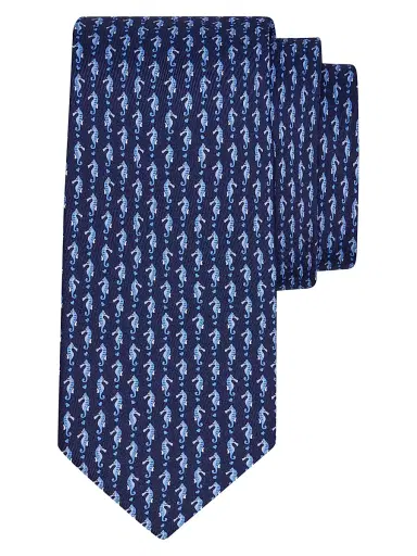 Ferragamo Men's Seahorse and Mini Hearts Silk Tie | Thumbnail 1 Ferragamo Men's Seahorse and Mini Hearts Silk Tie | Thumbnail 1