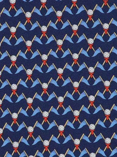 Ferragamo Men's Golf-Print Silk Tie - Navy | Thumbnail 4