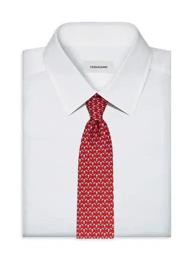 Ferragamo Men's Golf-Print Silk Tie | Thumbnail 2