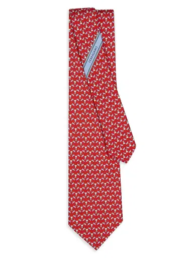 Ferragamo Men's Golf-Print Silk Tie | Thumbnail 3