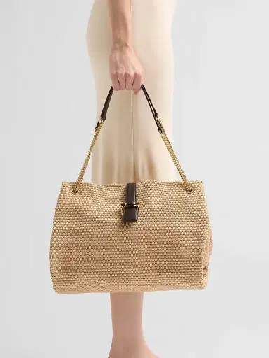 Ferragamo Women's New Line Raffia Tote Bag | Thumbnail 2 Ferragamo Women's New Line Raffia Tote Bag | Thumbnail 2